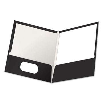 Oxford™ High Gloss Laminated Paperboard Folder, 100-sheet Capacity, 11 X 8.5, Black, 25-box freeshipping - TVN Wholesale